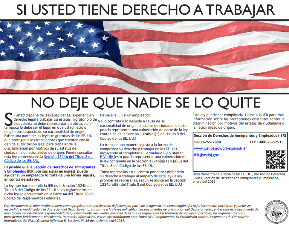 E-Verify - If You Have The Right To Work - Spanish