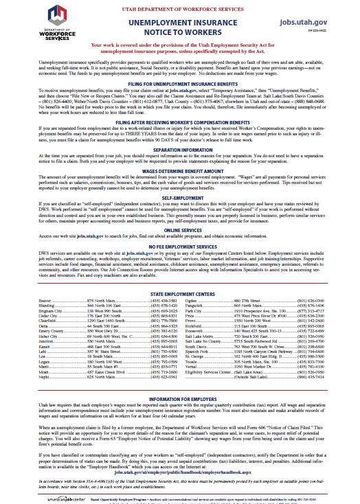 Unemployment Insurance Notice to Workers