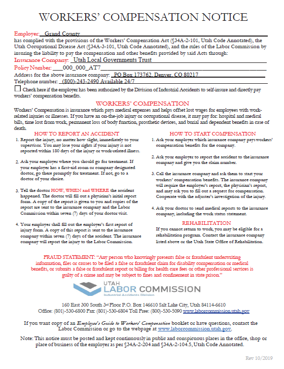 Workers Compensation Notice